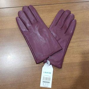 NWT Time and Tru Women's Burgundy Brick Leather Gloves with Fleece Lining